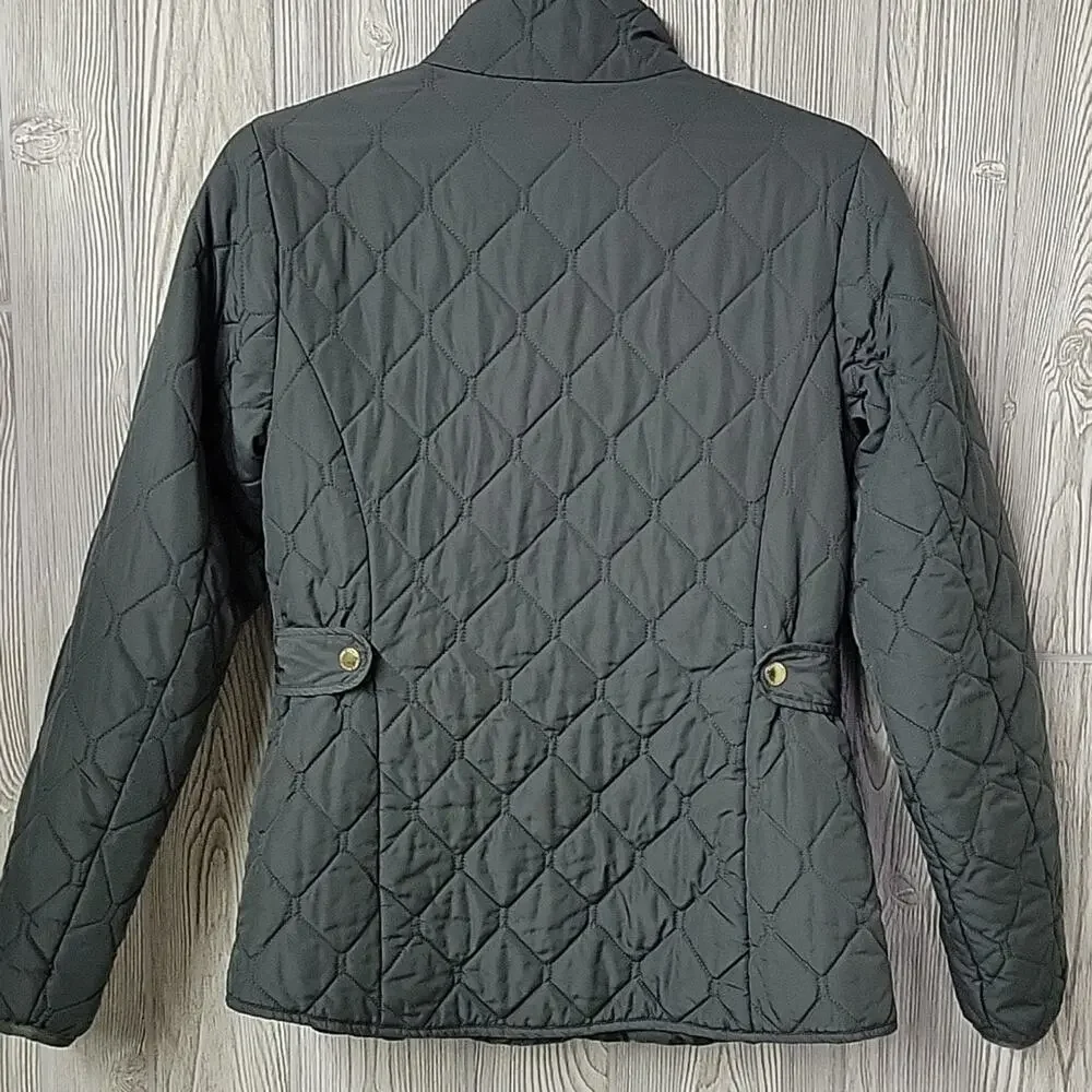 Eddie Bauer Green Quilted Full Zip Jacket Womens Size Small